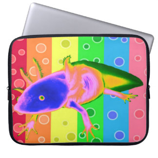 Neon Rainbow Axolotl hoesje Laptop Sleeve