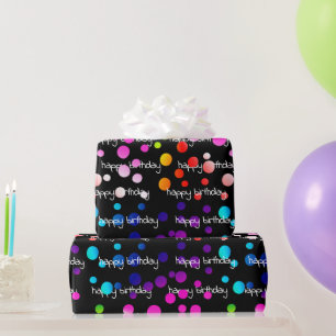 Neon Rainbow Birthday Polka Dots Cadeaupapier