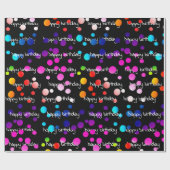 Neon Rainbow Birthday Polka Dots Cadeaupapier (Vlak)