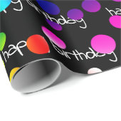 Neon Rainbow Birthday Polka Dots Cadeaupapier (Rol Hoek)