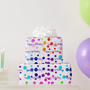 Neon Rainbow Birthday Polka Dots Cadeaupapier