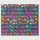 Neon Rainbow Birthday Polka Dots Cadeaupapier (Vlak)