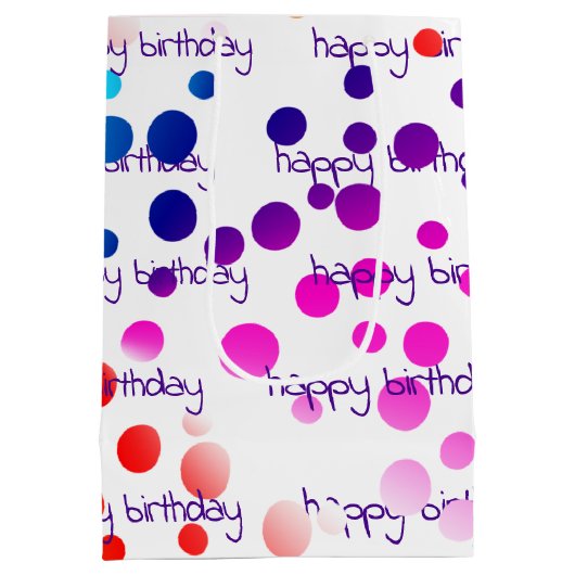 Neon Rainbow Birthday Polka Dots Medium Cadeauzakje (Achterkant)