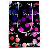 Neon Rainbow Birthday Polka Dots Medium Cadeauzakje (Achterkant)