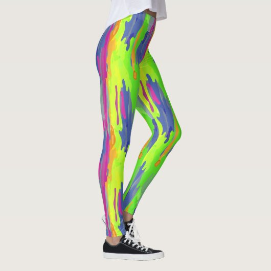 Neon Rainbow Camo Verticaal patroonslijten Leggings (Rechts)