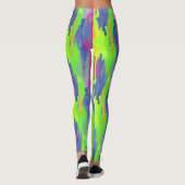 Neon Rainbow Camo Verticaal patroonslijten Leggings (Achterkant)