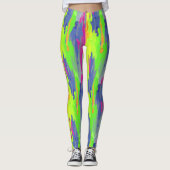 Neon Rainbow Camo Verticaal patroonslijten Leggings (Voorkant)
