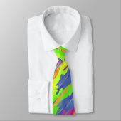 Neon Rainbow Diagonal Camo Waterverf Patroon Stropdas (Gebonden)