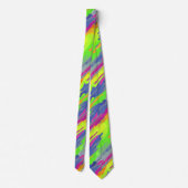 Neon Rainbow Diagonal Camo Waterverf Patroon Stropdas (Achterkant)