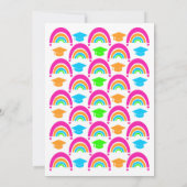 Neon Rainbow Double Graduation Party Uitnodigingen (Achterkant)