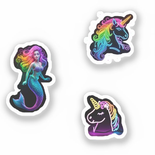 neon rainbow fantasy stickers (Voorkant)