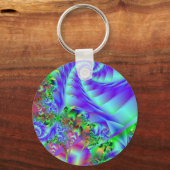Neon Rainbow Fractal Art Sleutelhanger (Voorkant)