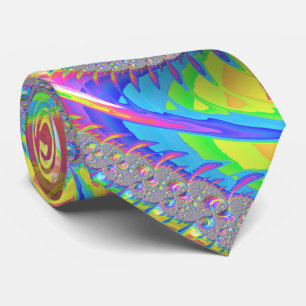 Neon Rainbow Fractal Stropdas