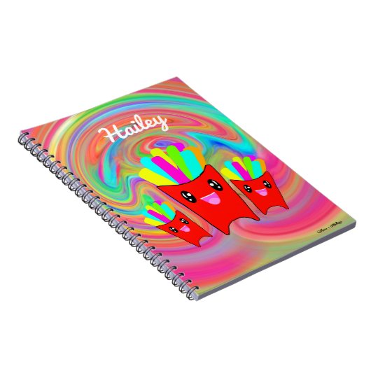 Neon Rainbow French Fries Spiral Photo Notebook Notitieboek (Rechterzijde)