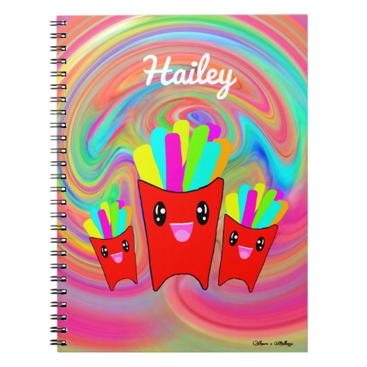 Neon Rainbow French Fries Spiral Photo Notebook Notitieboek (Voorkant)