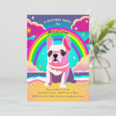 Neon Rainbow Frenchie Retro Verjaardag Kaart (Staand voorkant)