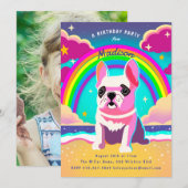 Neon Rainbow Frenchie Retro Verjaardag Kaart (Voorkant / Achterkant)