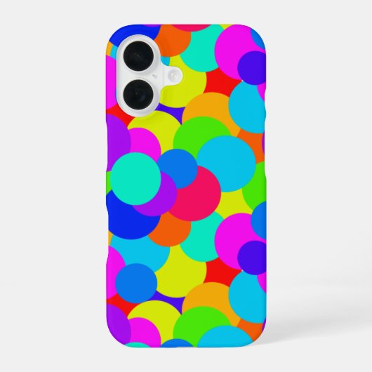 Neon Rainbow Fun Bubbles iPhone 16 Hoesje (Achterkant)