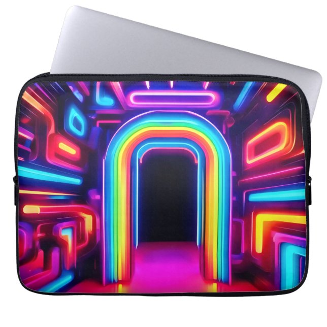 Neon Rainbow Gateway Laptop Sleeve (Voorkant)