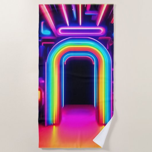 Neon Rainbow Gateway Strandlaken (Voorkant)