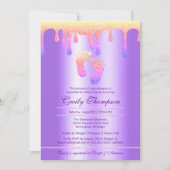 Neon Rainbow Glitter Drip Luxury Baby Feet Shower Kaart (Voorkant)