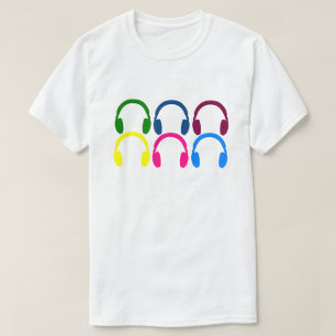 Neon Rainbow Headphones EDM Music Disco DJ T-shirt