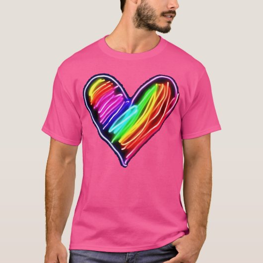 Neon Rainbow Heart EDM-Shirt T-shirt (Voorkant)