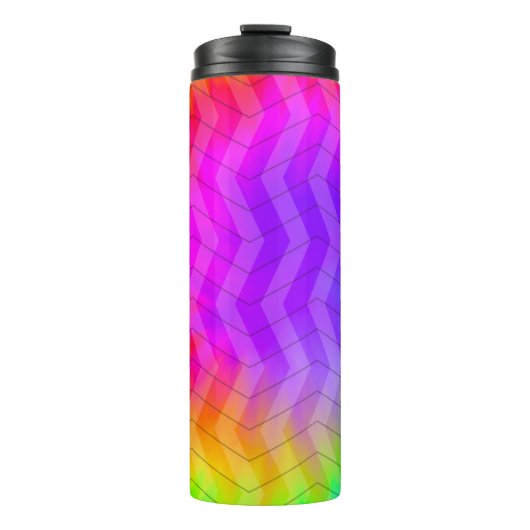 Neon Rainbow Herringbone Gift Bag Thermosbeker (Voorkant)