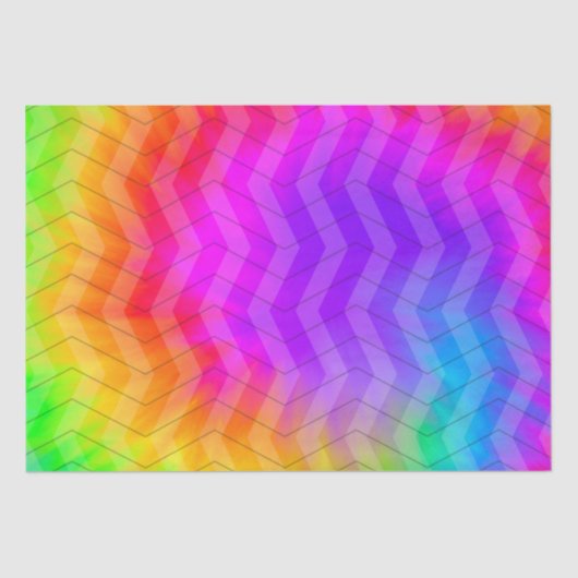 Neon Rainbow Herringbone Gift Bag Tissuepapier (Voorkant)