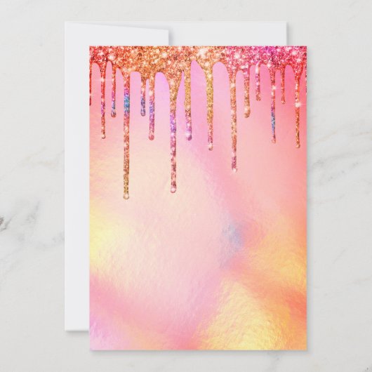 Neon Rainbow Holographic Glitter Drift Birthday Kaart (Achterkant)