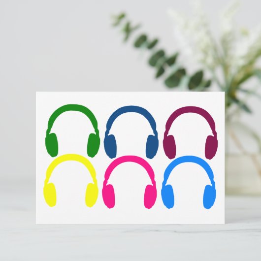  Neon Rainbow-hoofdtelefoons Bedankkaart (Staand voorkant)