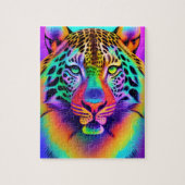 Neon Rainbow Leopard Legpuzzel (Verticaal)
