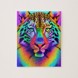 Neon Rainbow Leopard Legpuzzel