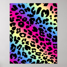 Neon Rainbow Leopard Pattern Print