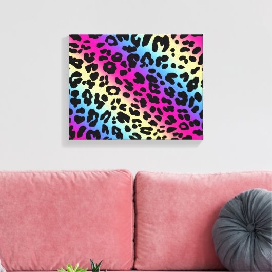 Neon Rainbow Leopard Pattern Print (Insitu (Woonkamer))