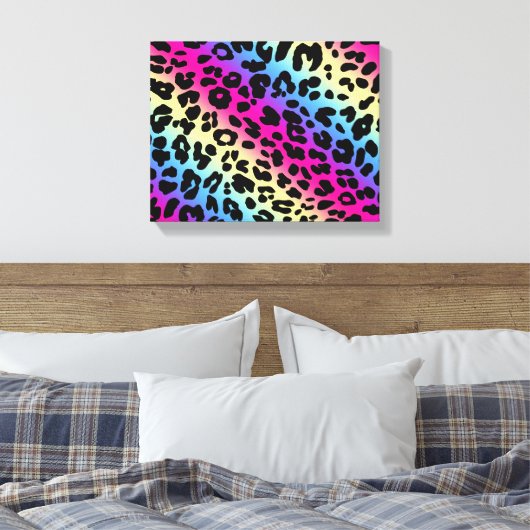 Neon Rainbow Leopard Pattern Print (Insitu (Slaapkamer))