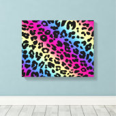 Neon Rainbow Leopard Pattern Print (Insitu (Houten vloer))