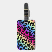 Neon Rainbow Leopard Pattern Print Bagagelabel (Voorkant verticaal)