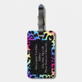 Neon Rainbow Leopard Pattern Print Bagagelabel (Achterkant verticaal)