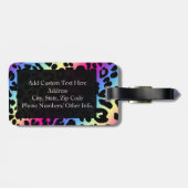 Neon Rainbow Leopard Pattern Print Bagagelabel (Achterkant horizontaal)