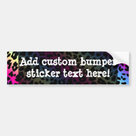 Neon Rainbow Leopard Pattern Print Bumpersticker