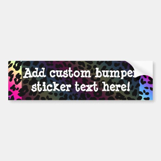 Neon Rainbow Leopard Pattern Print Bumpersticker (Voorkant)