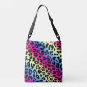 Neon Rainbow Leopard Pattern Print Crossbody Tas (Achterkant)