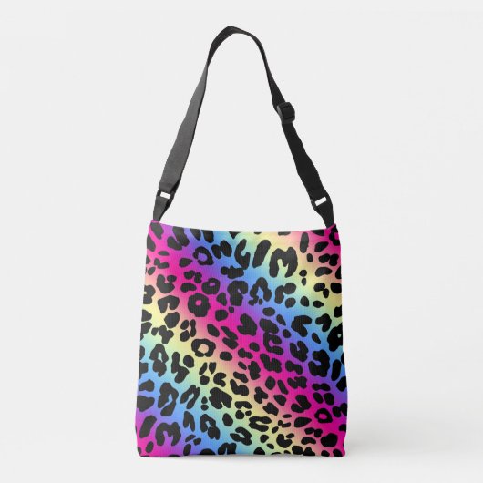 Neon Rainbow Leopard Pattern Print Crossbody Tas (Achterkant)