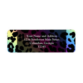 Neon Rainbow Leopard Pattern Print Etiket