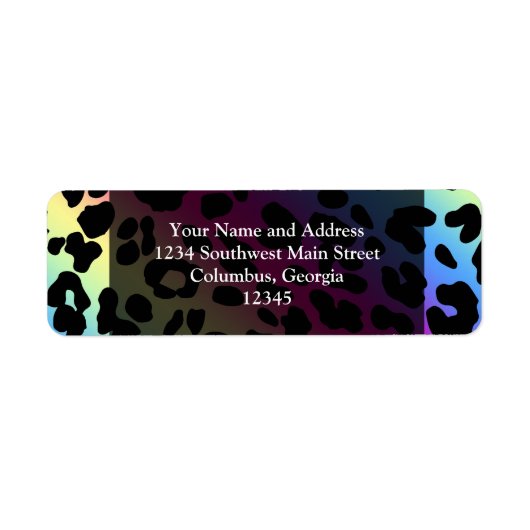 Neon Rainbow Leopard Pattern Print Etiket (Voorkant)
