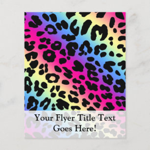 Neon Rainbow Leopard Pattern Print Flyer