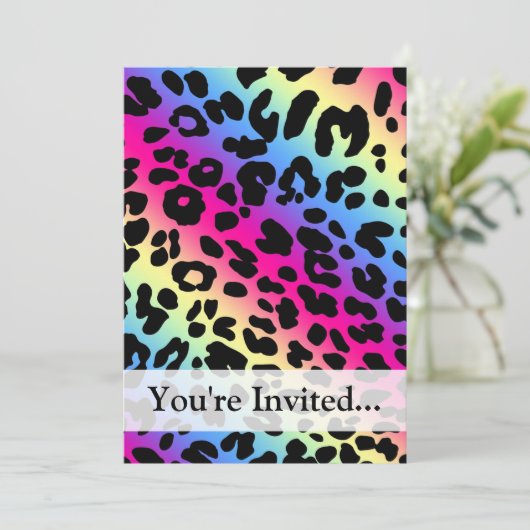 Neon Rainbow Leopard Pattern Print Kaart (Staand voorkant)