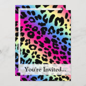 Neon Rainbow Leopard Pattern Print Kaart (Voorkant / Achterkant)
