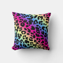 Neon Rainbow Leopard Pattern Print